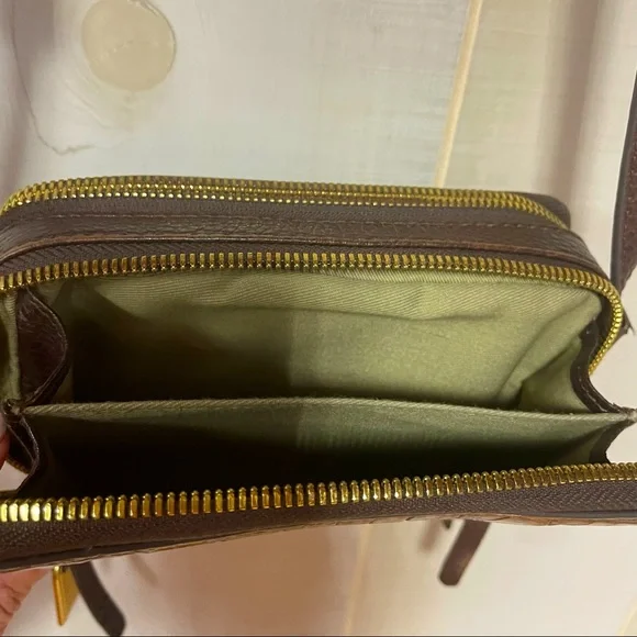 GILI Brown Italian Croc Alligator Leather Micro Crossbody Bag G.I.L.I. - Picture 5 of 7